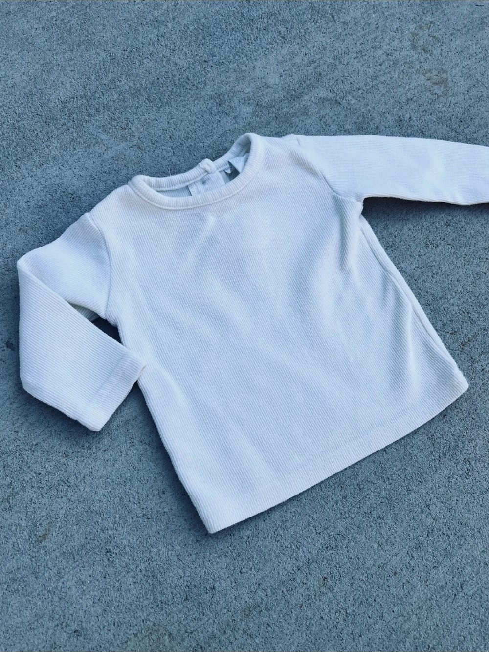 Vintage Kids Long-Sleeve White Knit Top - Classic Crewneck 12M